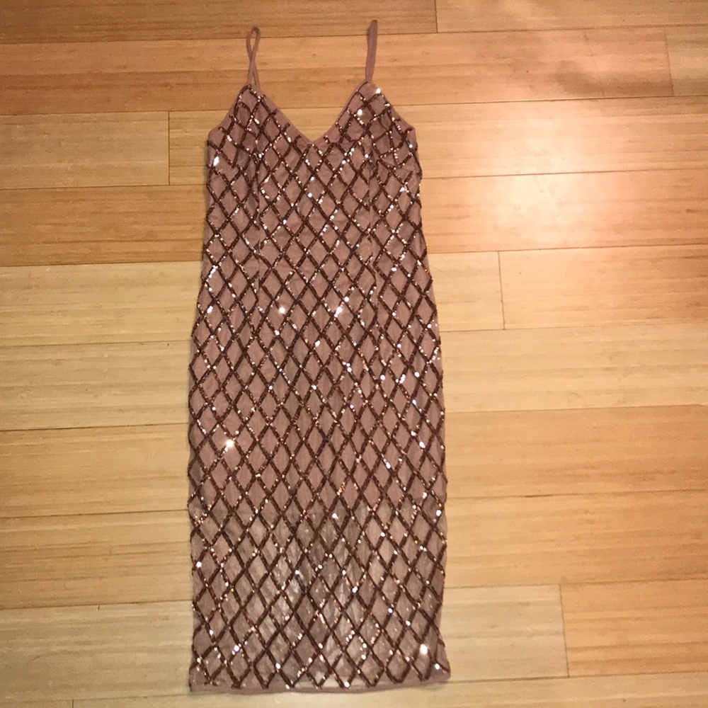 Bronze Sparkly Midi Dress